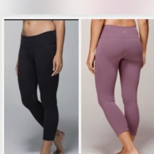 Lululemon Wunder Under Crop (Reversible) - Purple Fog / Black.